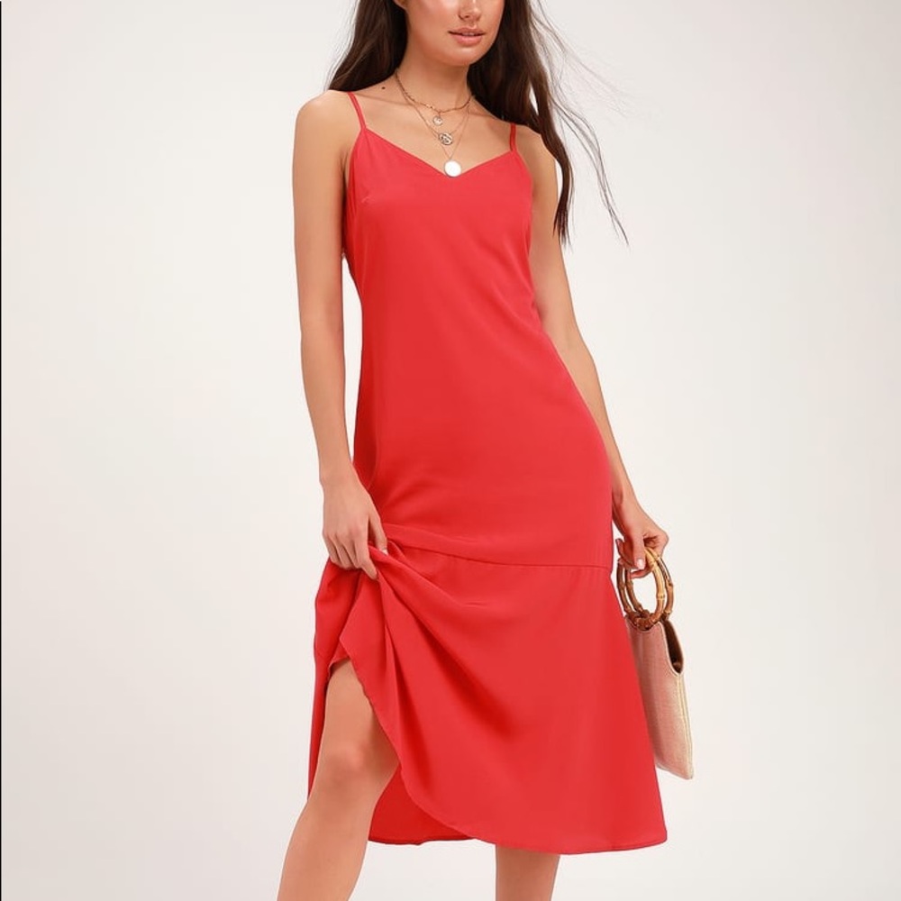 Lovely Lilies Red Midi Dress